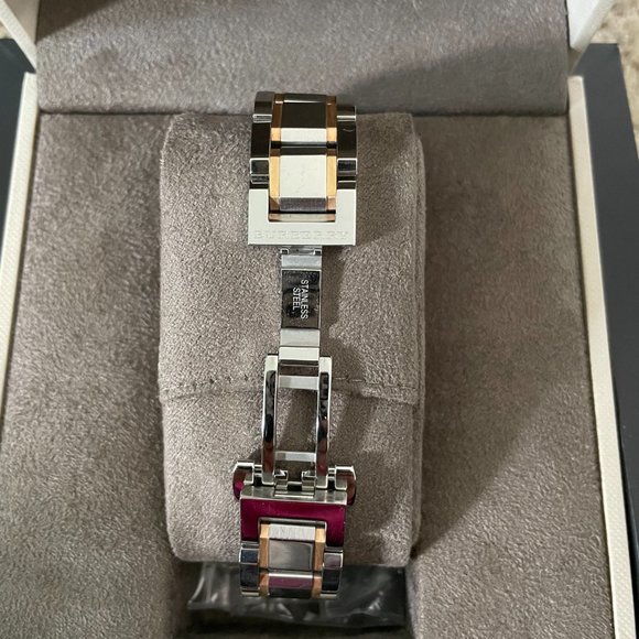 Preowned, authentic Burberry Two-Toned Silver and Rose Gold Women's Watch - Picture 4 of 6